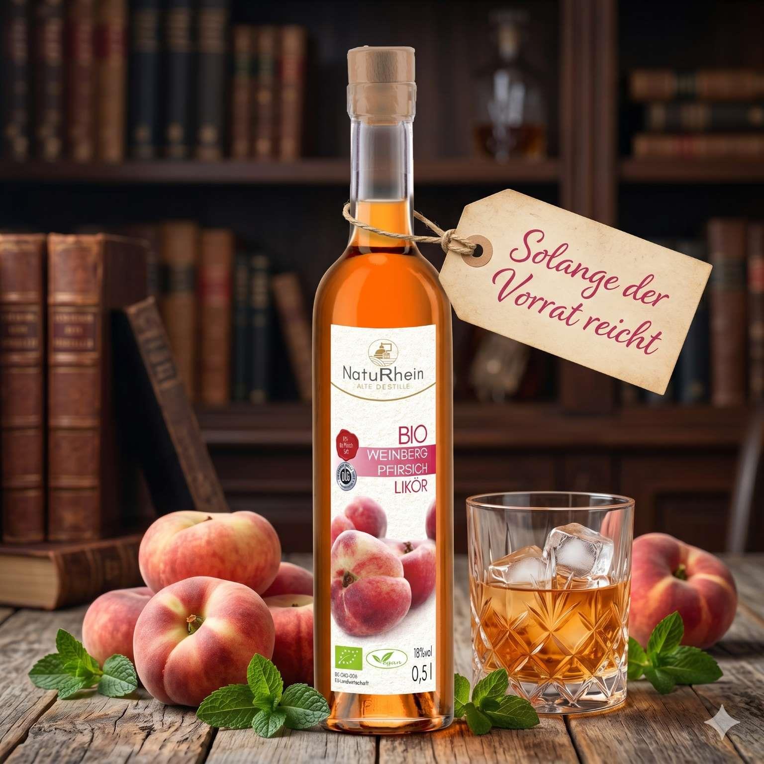 Bio Weinbergpfirsich Likör – sonnige Pfirsichnote, 20 % Bio Pfirsichsaft